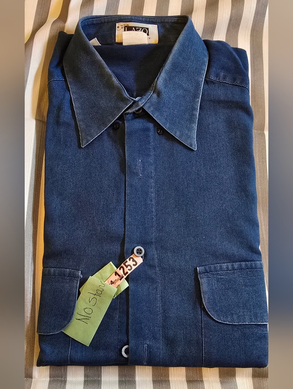 Vintage Italian Men's Blue 100% Cotton Button-Down Shirt. Ugh It's Beautiful.